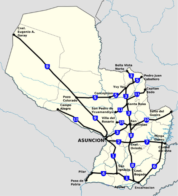 Nationalstrassen in Paraguay